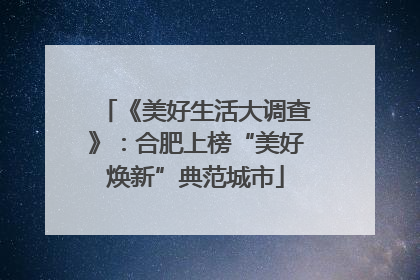 《美好生活大调查》：合肥上榜“美好焕新”典范城市
