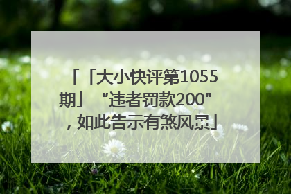 「大小快评第1055期」“违者罚款200”，如此告示有煞风景