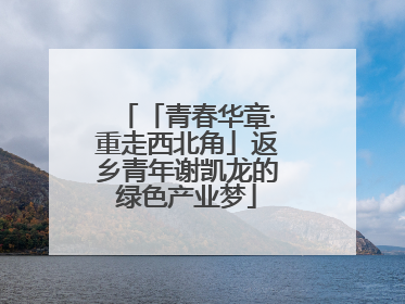 「青春华章·重走西北角」返乡青年谢凯龙的绿色产业梦