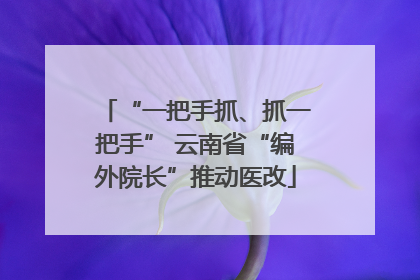 “一把手抓、抓一把手” 云南省“编外院长”推动医改