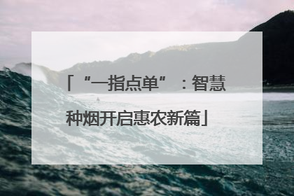 “一指点单”：智慧种烟开启惠农新篇