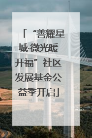 “善耀星城·微光暖开福”社区发展基金公益季开启