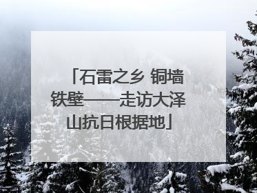 石雷之乡 铜墙铁壁——走访大泽山抗日根据地