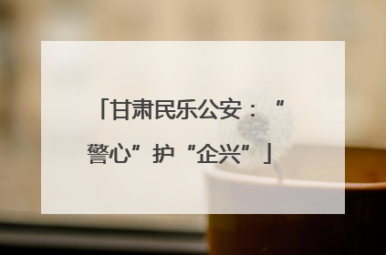 甘肃民乐公安：“警心”护“企兴”