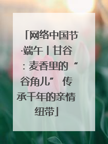 网络中国节·端午丨甘谷：麦香里的“谷角儿” 传承千年的亲情纽带