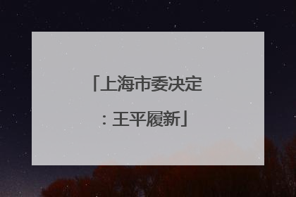 上海市委决定：王平履新