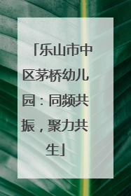 乐山市中区茅桥幼儿园：同频共振，聚力共生