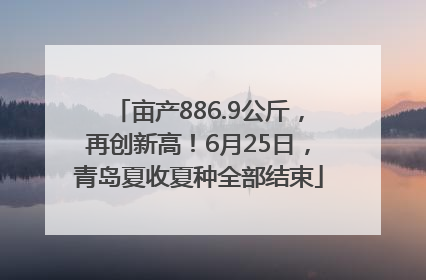 亩产886.9公斤，再创新高！6月25日，青岛夏收夏种全部结束