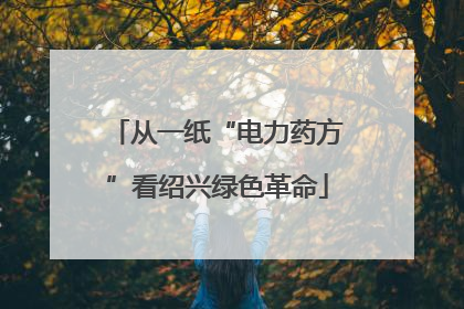 从一纸“电力药方”看绍兴绿色革命
