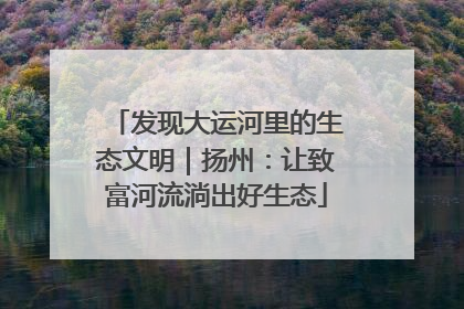 发现大运河里的生态文明｜扬州：让致富河流淌出好生态