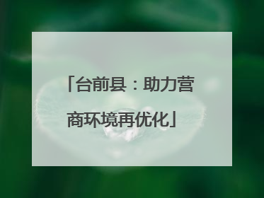 台前县：助力营商环境再优化