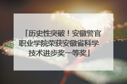 历史性突破！安徽警官职业学院荣获安徽省科学技术进步奖一等奖