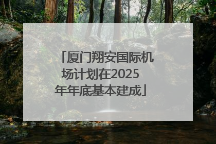 厦门翔安国际机场计划在2025年年底基本建成