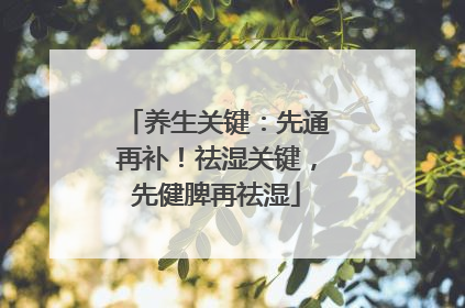 养生关键：先通再补！祛湿关键，先健脾再祛湿