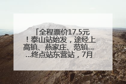 全程票价17.5元！泰山站始发，途经上高镇、燕家庄、范镇……终点站东营站，7月1日开通！
