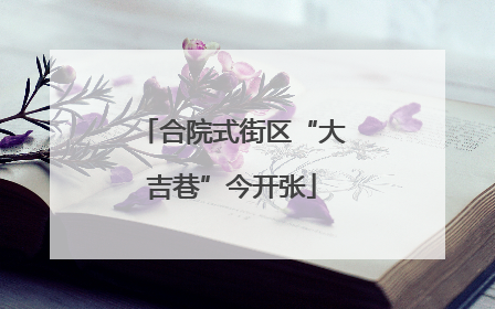合院式街区“大吉巷”今开张