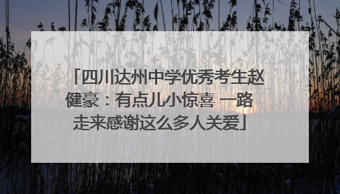 四川达州中学优秀考生赵健豪：有点儿小惊喜 一路走来感谢这么多人关爱