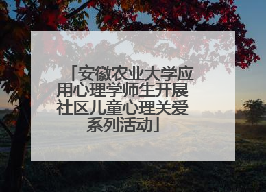 安徽农业大学应用心理学师生开展社区儿童心理关爱系列活动