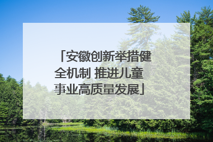 安徽创新举措健全机制 推进儿童事业高质量发展