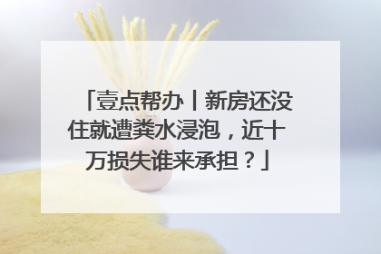 壹点帮办丨新房还没住就遭粪水浸泡，近十万损失谁来承担？