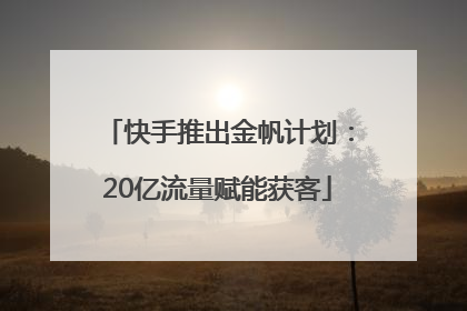 快手推出金帆计划：20亿流量赋能获客