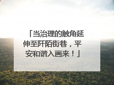 当治理的触角延伸至阡陌街巷，平安和谐入画来！
