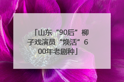 山东“90后”柳子戏演员“焕活”600年老剧种