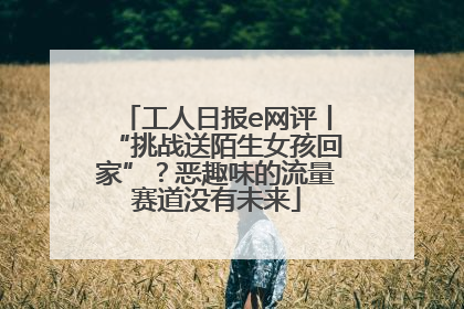 工人日报e网评丨“挑战送陌生女孩回家”？恶趣味的流量赛道没有未来