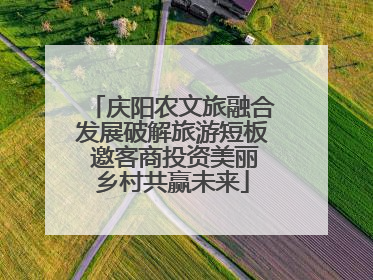 庆阳农文旅融合发展破解旅游短板 邀客商投资美丽乡村共赢未来