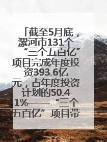 截至5月底，漯河市131个“三个五百亿”项目完成年度投资393.6亿元，占年度投资计划的50.41%——“三个五百亿”项目带动产业提质升级