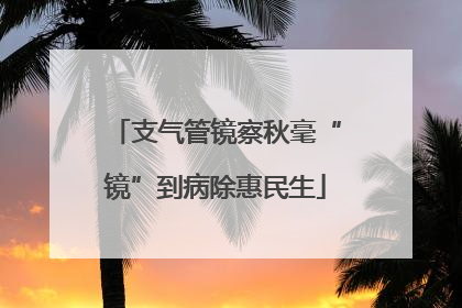 支气管镜察秋毫“镜”到病除惠民生