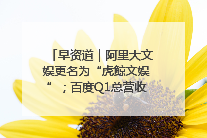 早资道｜阿里大文娱更名为“虎鲸文娱”；百度Q1总营收325亿元超预期