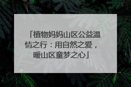 植物妈妈山区公益温情之行：用自然之爱，暖山区童梦之心