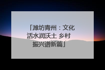 潍坊青州：文化活水润沃土 乡村振兴谱新篇