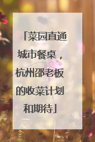 菜园直通城市餐桌，杭州邵老板的收菜计划和期待