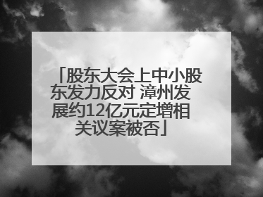 股东大会上中小股东发力反对 漳州发展约12亿元定增相关议案被否