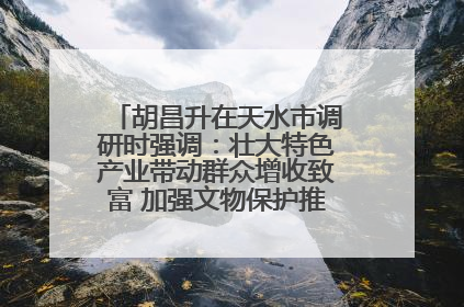 胡昌升在天水市调研时强调：壮大特色产业带动群众增收致富 加强文物保护推动文化创新发展