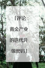 评论：黄金产业的迭代升级密码
