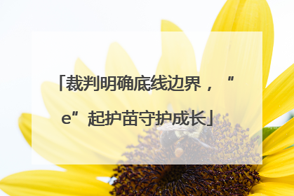 裁判明确底线边界，“e”起护苗守护成长