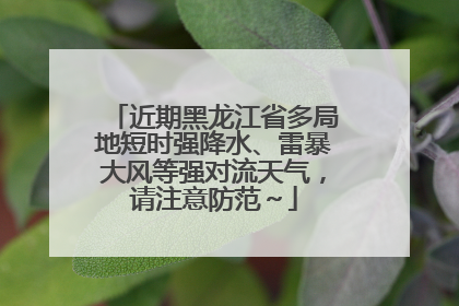 近期黑龙江省多局地短时强降水、雷暴大风等强对流天气，请注意防范～