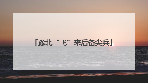 豫北“飞”来后备尖兵