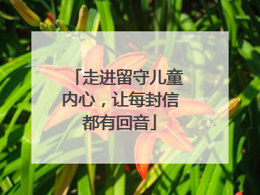 走进留守儿童内心，让每封信都有回音