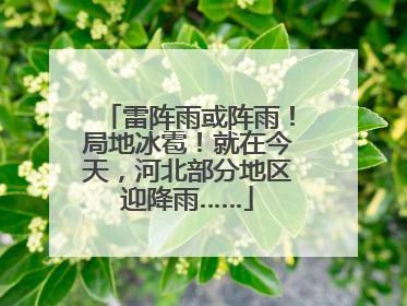 雷阵雨或阵雨！局地冰雹！就在今天，河北部分地区迎降雨……