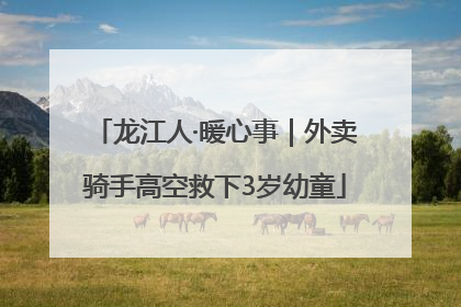 龙江人·暖心事｜外卖骑手高空救下3岁幼童