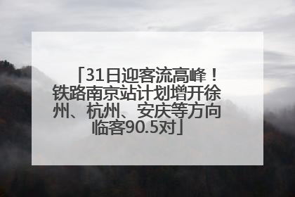 31日迎客流高峰！铁路南京站计划增开徐州、杭州、安庆等方向临客90.5对