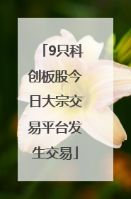 9只科创板股今日大宗交易平台发生交易